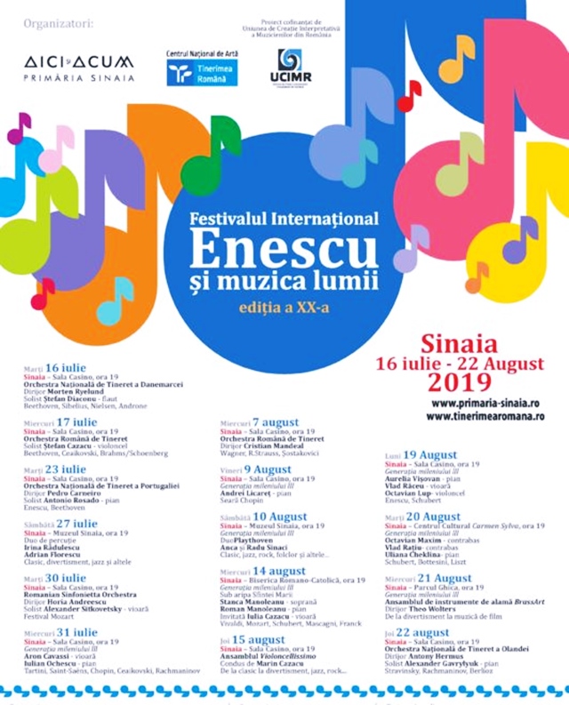 IN SPLENDOAREA SUNETULUI: La Sinaia incepe Festivalul International ”Enescu si Muzica Lumii”
