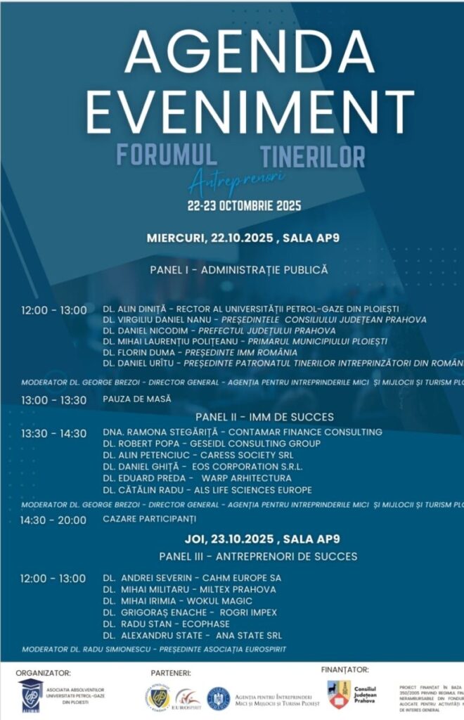 Prima ediție a evenimentului „Forumul Tinerilor Antreprenori”, la UPG Ploiesti Forumul tinerilor antreprenori